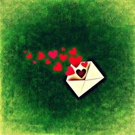 green background with Valentine's card