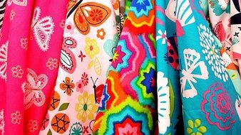 colorful fabrics with summer patterns