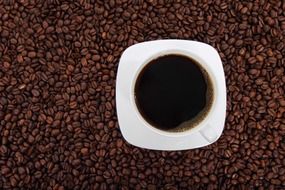 fresh aroma coffee black fried beans beverage