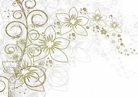 white background with floral pattern