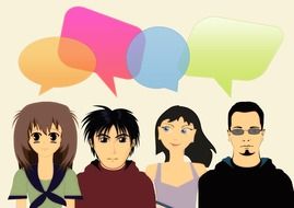 color image of people with word cloud