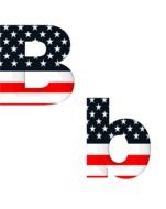 American flag on the letters b