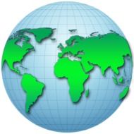 globe with green continents