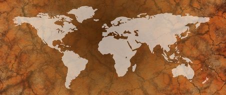 old world map of the globe as background