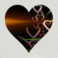 abstract love brown heart on greeting card