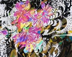 abstract digital art colorful flowers