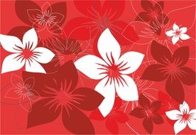 the background flowers foliage red