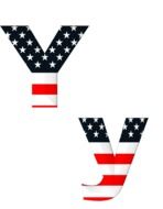 American flag on the letters y