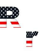 American flag on the letters r