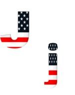 American flag on the letters j