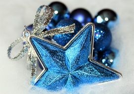 christmas star and balls blue decoration