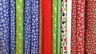 textiles with Christmas pattern