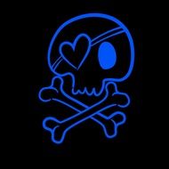 skull and crossbones blue light