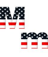 M letter with american flag pattern