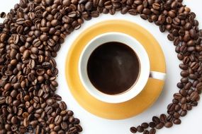 cup of coffee background coffee beans
