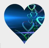 abstract love blue heart on greeting card
