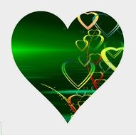 abstract love green heart on greeting card