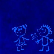 blue background with funny romantic couple