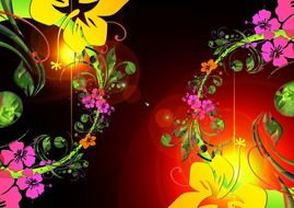 multi-colored floral ornament as background