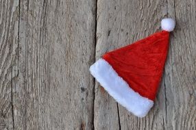 santa hat wood background christmas