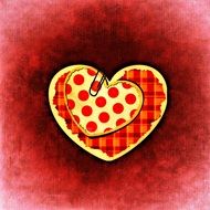 patchwork heart on a red background