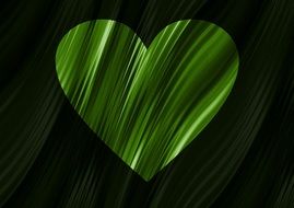 bright green figure of heart on a dark background