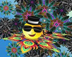 Smiley hat on the decorative background
