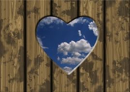 boards door clouds heart love
