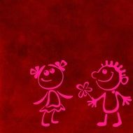 funny romantic couple on a red background