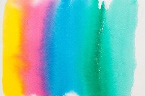 watercolour painting technique yellow pink blue green colors
