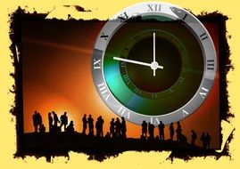 group of people and clocks