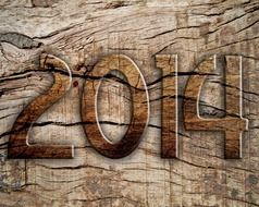 number 2014 on a wooden surface