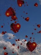 red hearts in the air