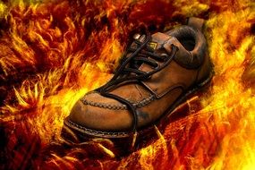 shoe old hiking shoes fireproof