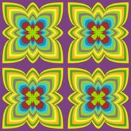 geometric pattern, colorful flowers