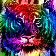 colorful portrait of a tiger