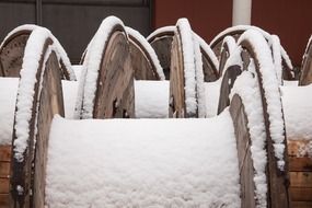 snow on the cable drums in New Zealand
