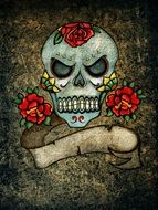 skull and crossbones roses