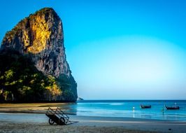 cliff in a blue ocean water in thailand