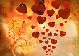 3d hearts on the greeting card