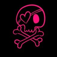 pink skull on a black background