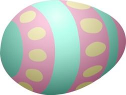 drawing of decorated easter egg with blue stripes