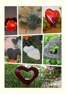 collage with various hearts