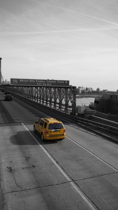 taxi rides over the bridge
