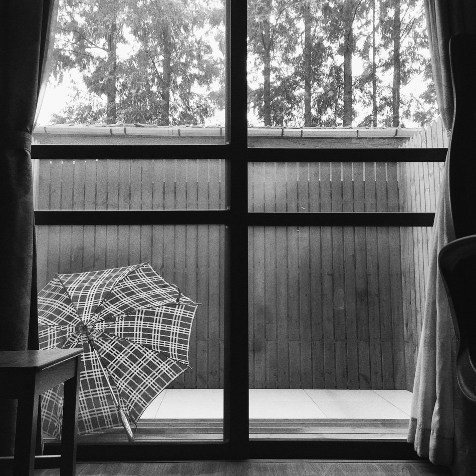 Umbrella on the balcon of a building