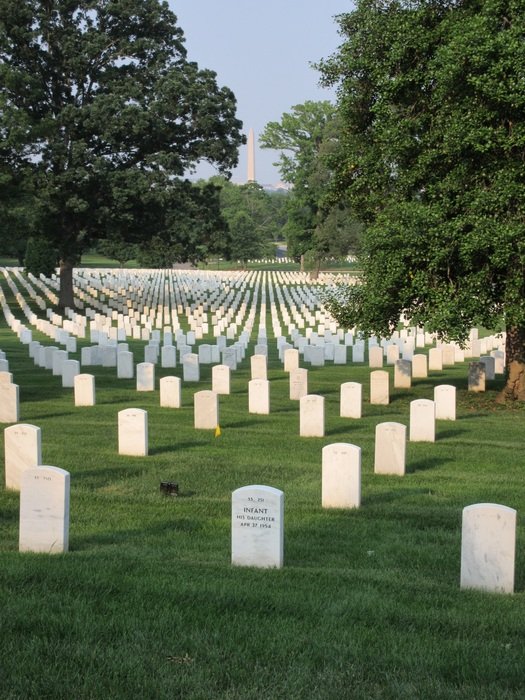cemetery with white monuments