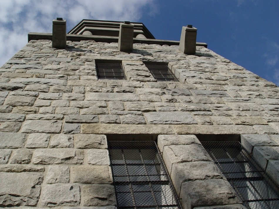 bottom view of a stone structure close-up