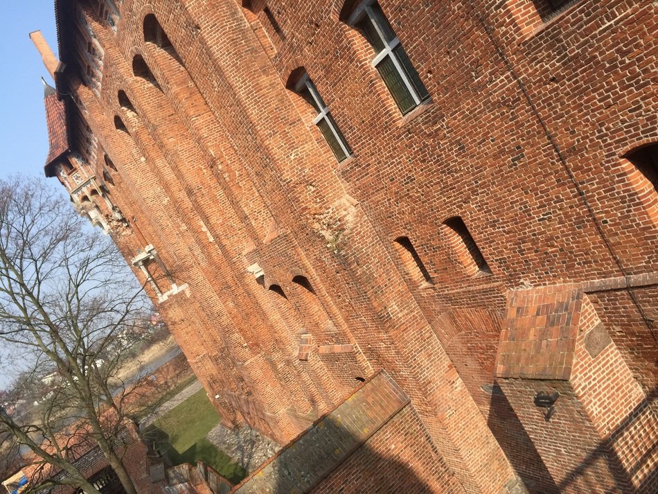 view of the castle in Malbork obliquely