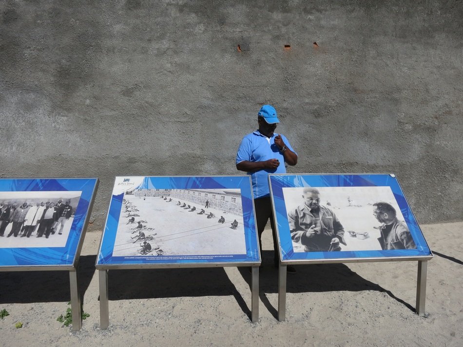 pictures of Mandela on Robben Island