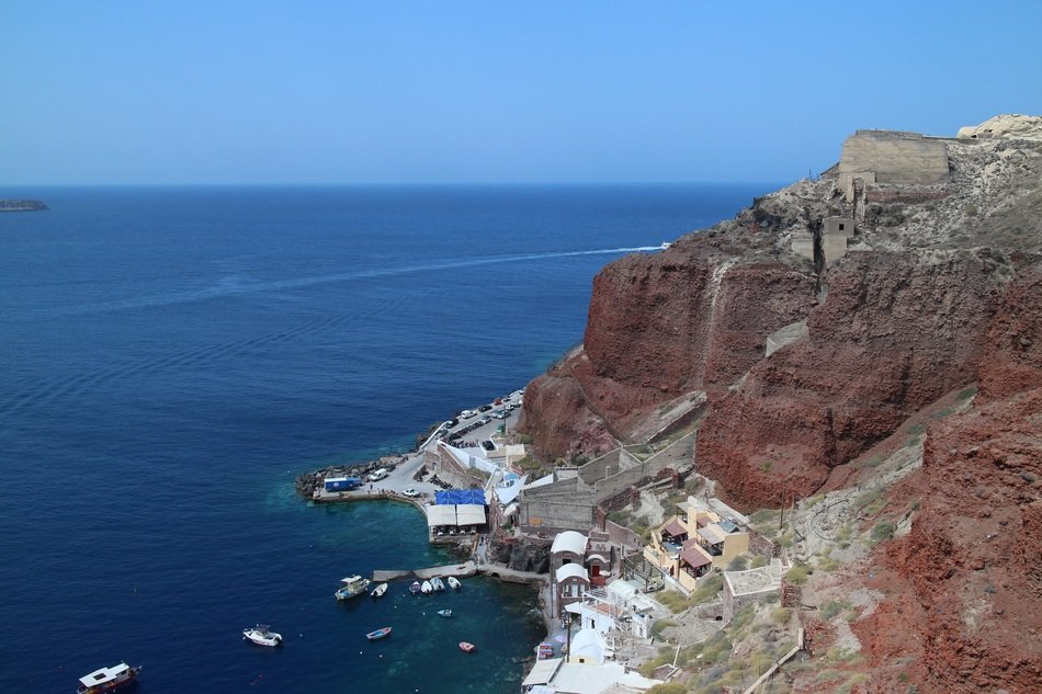 village on a rocky mountain by the ocean